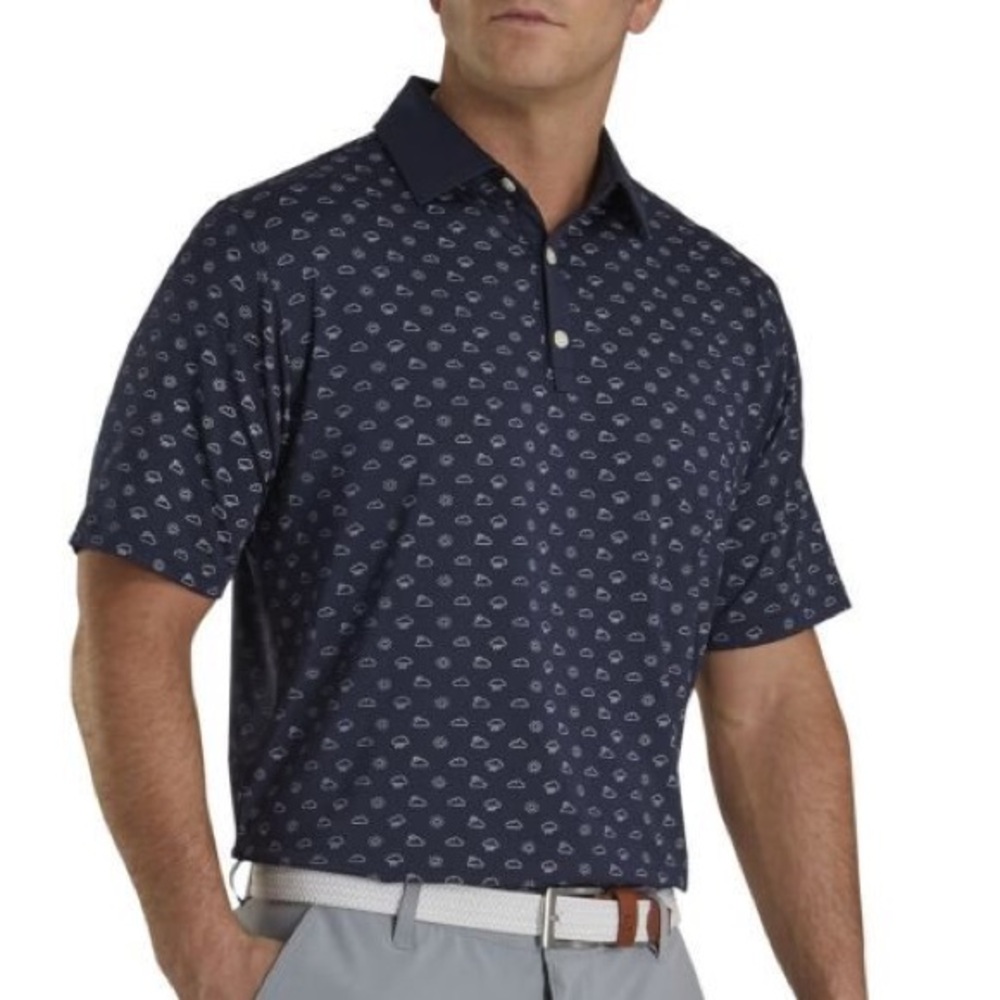 FootJoy Lisle Weather Print Self Collar Golf Polo